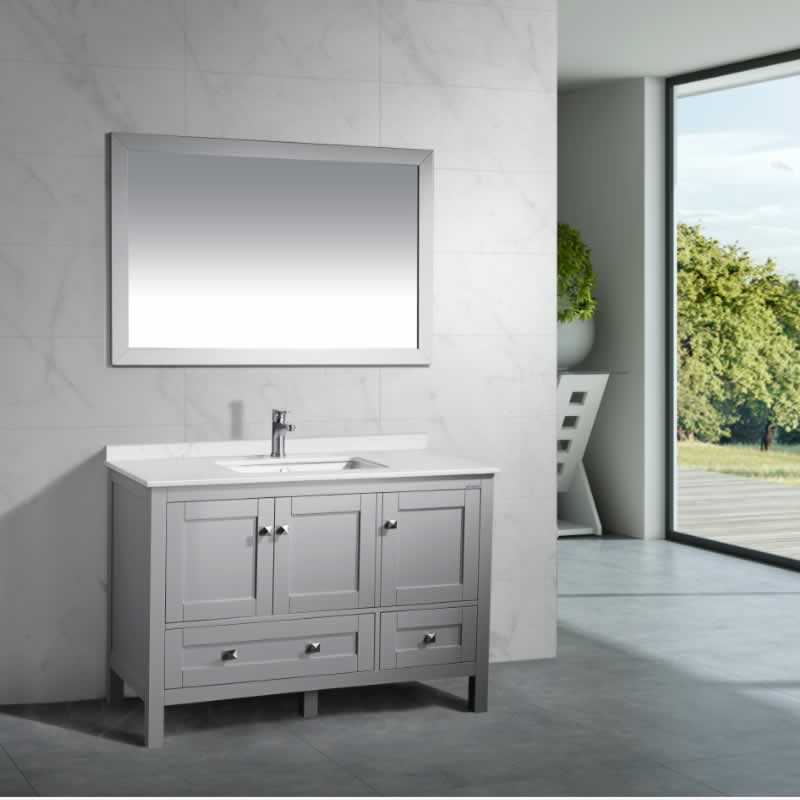 Elvin 48" Freestanding Bathroom Vanity with Carrara Quartz Top and Porcelain Undermount Sink