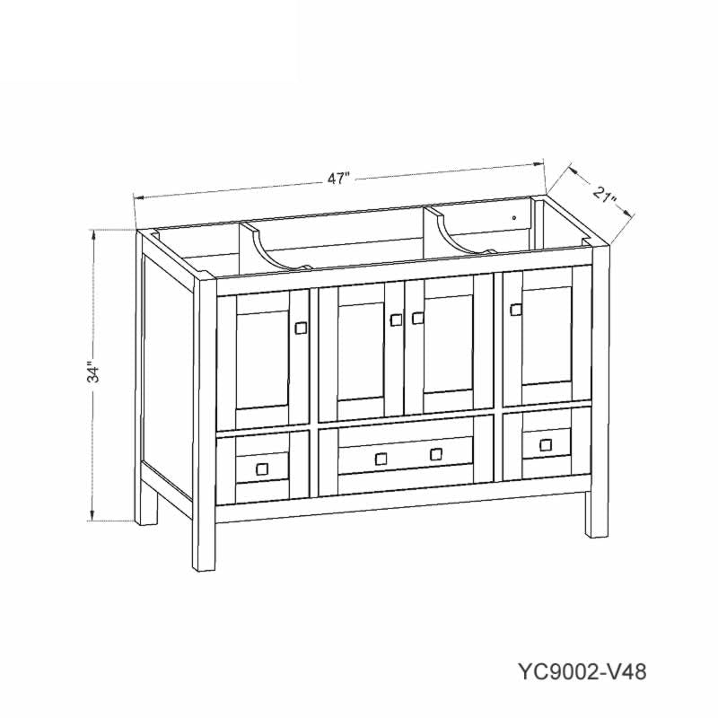 Elvin 48" Freestanding Bathroom Vanity with Carrara Quartz Top and Porcelain Undermount Sink