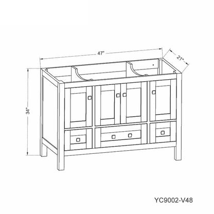 Elvin 48" Freestanding Bathroom Vanity with Carrara Quartz Top and Porcelain Undermount Sink