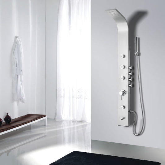 Gustav shower panel system with side wand, squared