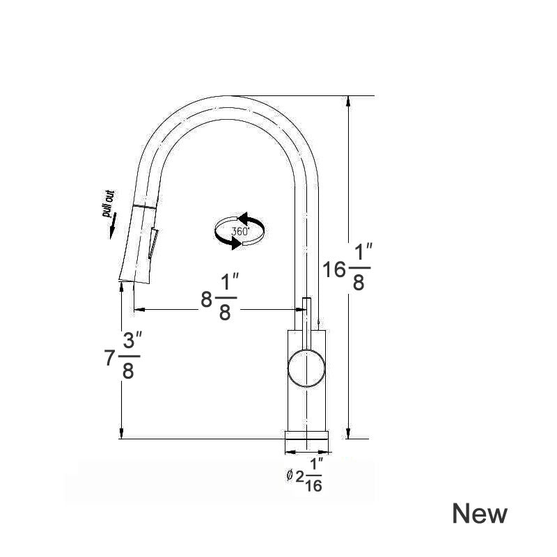 Halvard pull down kitchen faucet dimension drawing