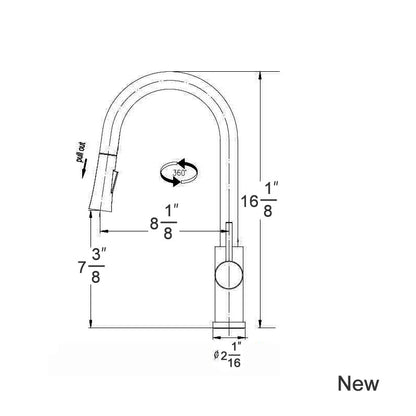 Halvard pull down kitchen faucet dimension drawing