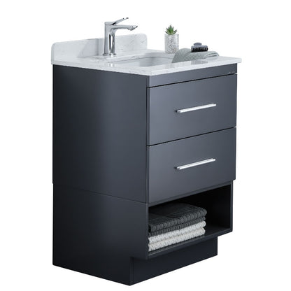 Himmel 24" Freestanding Bathroom Vanity with Carrara Quartz Top and Porcelain Undermount Sink