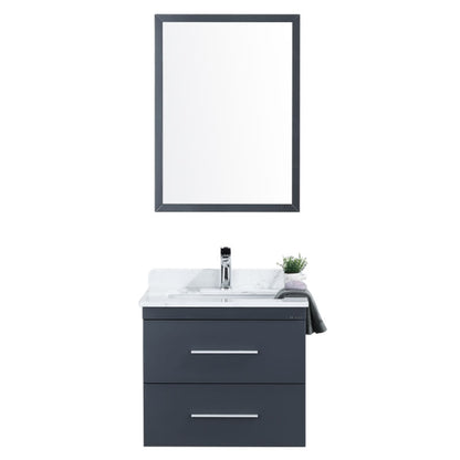 Himmel 24" Wall Mounted Bathroom Vanity with Carrara Quartz Top and Porcelain Undermount Sink