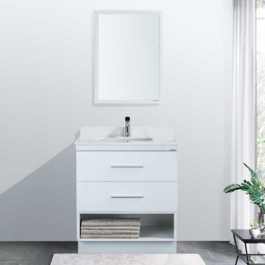 Himmel 30" Freestanding Bathroom Vanity with Carrara Quartz Top and Porcelain Undermount Sink