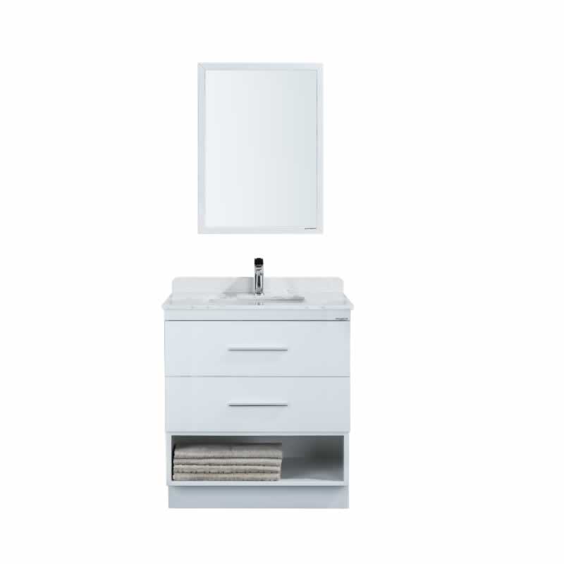 Himmel 30" Freestanding Bathroom Vanity with Carrara Quartz Top and Porcelain Undermount Sink
