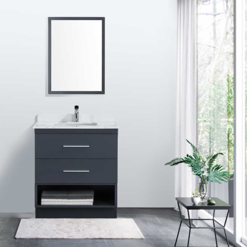 Himmel 30" Freestanding Bathroom Vanity with Carrara Quartz Top and Porcelain Undermount Sink