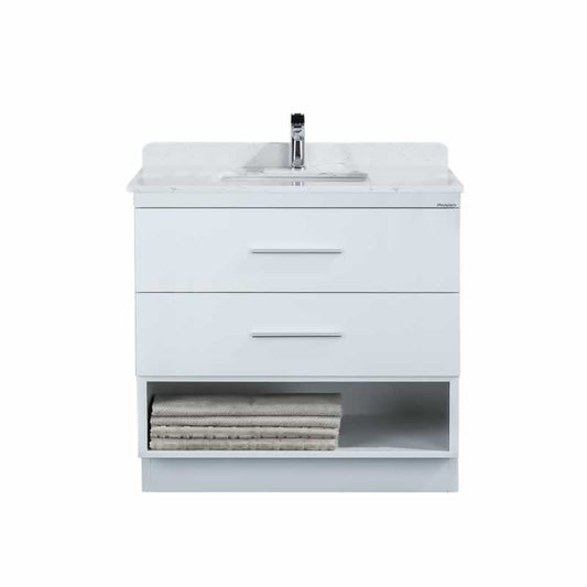 Himmel 36" Freestanding Bathroom Vanity with Carrara Quartz Top and Porcelain Undermount Sink