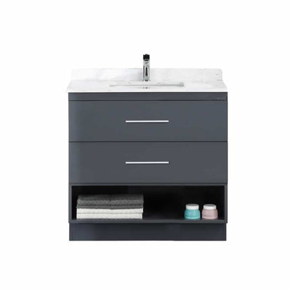 Himmel 36" Freestanding Bathroom Vanity with Carrara Quartz Top and Porcelain Undermount Sink