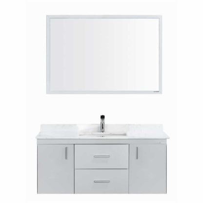 Himmel 48" Wall Mounted Bathroom Vanity with Carrara Quartz Top and Porcelain Undermount Sink