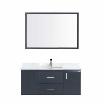 Himmel 48" Wall Mounted Bathroom Vanity with Carrara Quartz Top and Porcelain Undermount Sink