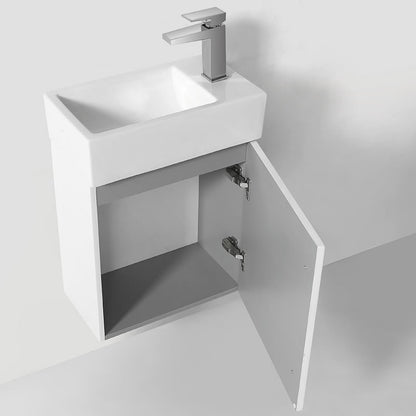 Lek 18" Wall Mounted Bathroom Vanity with Ceramic Integrated Sink Top