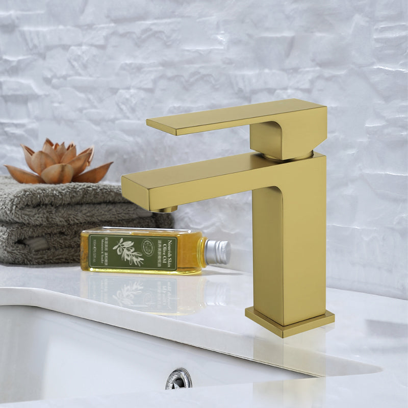 Leona single hole bathroom faucet in Brushed Gold
