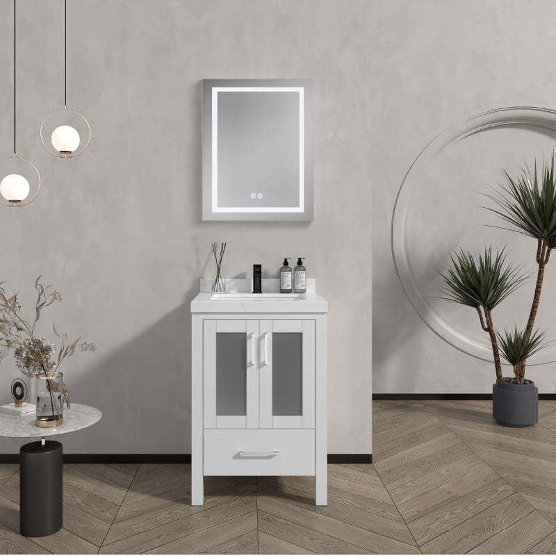 Lilja 24" Freestanding Bathroom Vanity with Carrara Quartz Top and Porcelain Undermount Sink