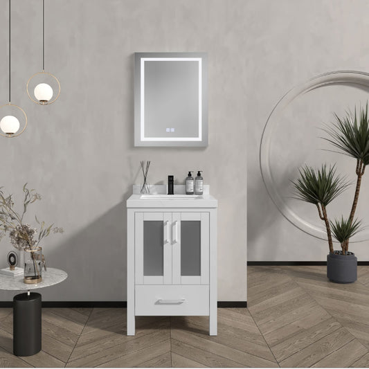 Lilja 24" Freestanding Bathroom Vanity with Carrara Quartz Top and Porcelain Undermount Sink