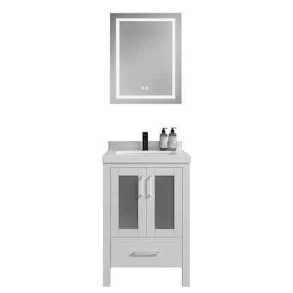 Lilja 24" Freestanding Bathroom Vanity with Carrara Quartz Top and Porcelain Undermount Sink