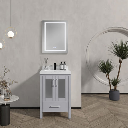 Lilja 24" Freestanding Bathroom Vanity with Carrara Quartz Top and Porcelain Undermount Sink