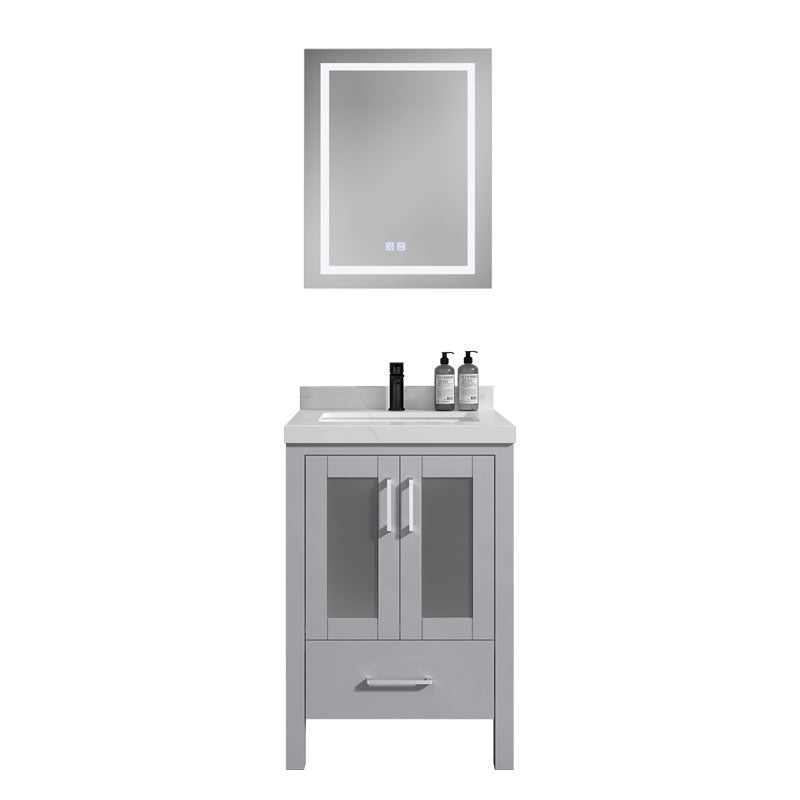 Lilja 24" Freestanding Bathroom Vanity with Carrara Quartz Top and Porcelain Undermount Sink