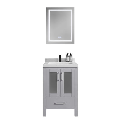 Lilja 24" Freestanding Bathroom Vanity with Carrara Quartz Top and Porcelain Undermount Sink