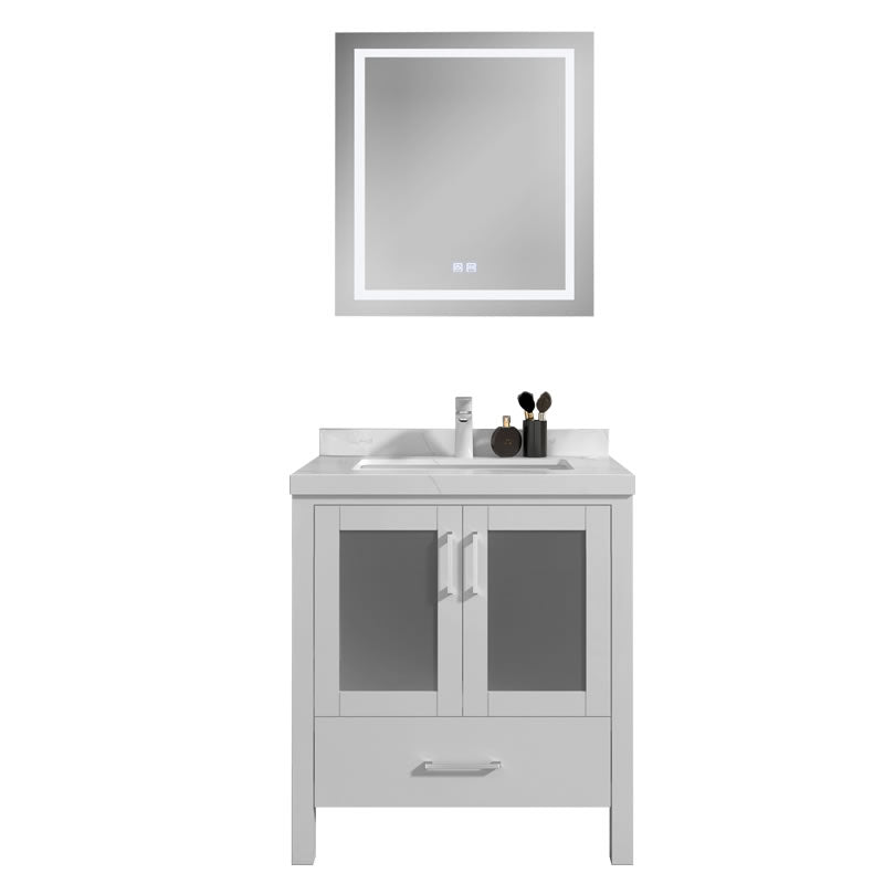 Lilja 30" Freestanding Bathroom Vanity with Carrara Quartz Top and Porcelain Undermount Sink