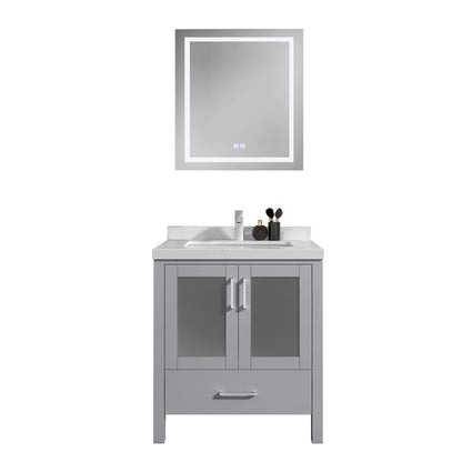 Lilja 30" Freestanding Bathroom Vanity with Carrara Quartz Top and Porcelain Undermount Sink