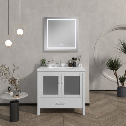 Lilja 36" Freestanding Bathroom Vanity with Carrara Quartz Top and Porcelain Undermount Sink