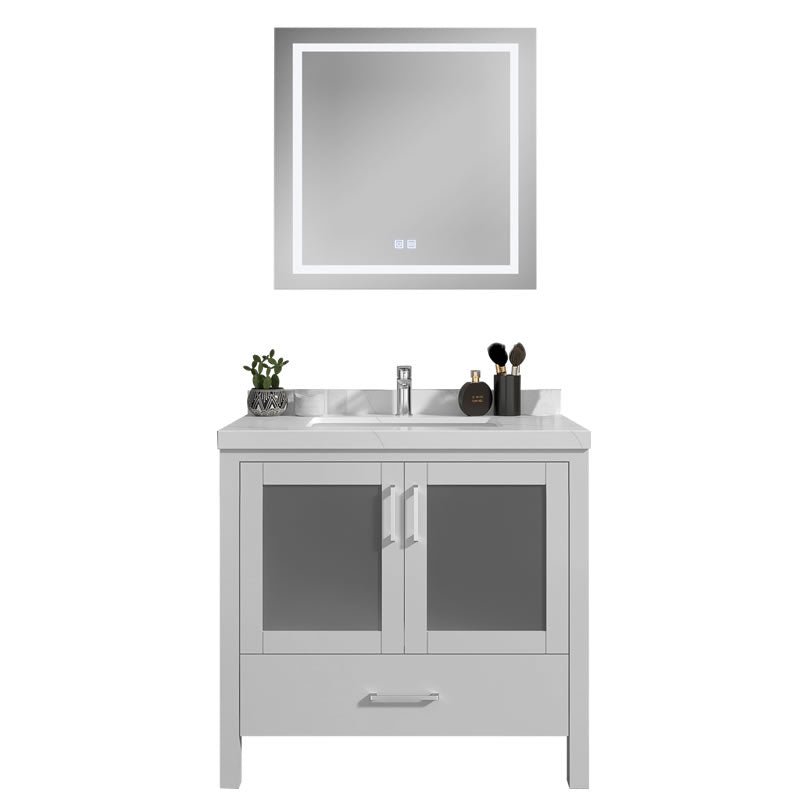 Lilja 36" Freestanding Bathroom Vanity with Carrara Quartz Top and Porcelain Undermount Sink