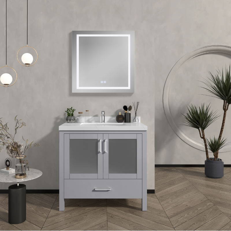 Lilja 36" Freestanding Bathroom Vanity with Carrara Quartz Top and Porcelain Undermount Sink