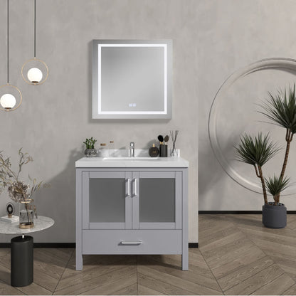 Lilja 36" Freestanding Bathroom Vanity with Carrara Quartz Top and Porcelain Undermount Sink