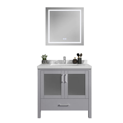 Lilja 36" Freestanding Bathroom Vanity with Carrara Quartz Top and Porcelain Undermount Sink