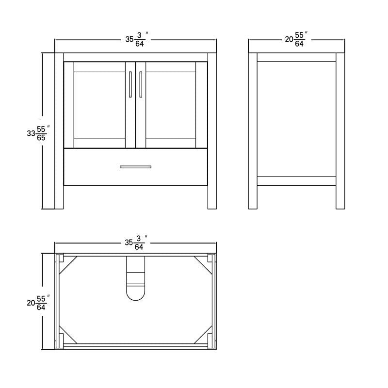 Lilja 36" Freestanding Bathroom Vanity with Carrara Quartz Top and Porcelain Undermount Sink