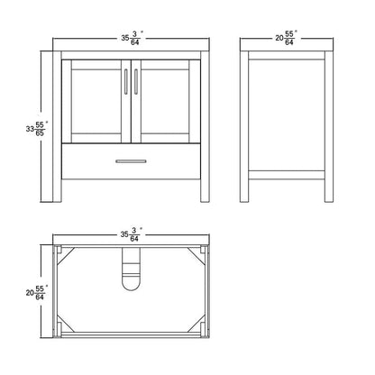 Lilja 36" Freestanding Bathroom Vanity with Carrara Quartz Top and Porcelain Undermount Sink