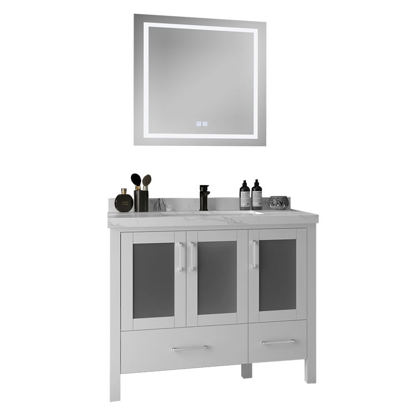 Lilja 42" Freestanding Bathroom Vanity with Carrara Quartz Top and Porcelain Undermount Sink