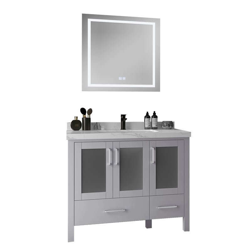 Lilja 42" Freestanding Bathroom Vanity with Carrara Quartz Top and Porcelain Undermount Sink
