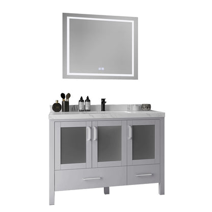 Lilja 48" Freestanding Bathroom Vanity with Carrara Quartz Top and Porcelain Undermount Sink