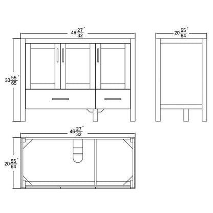 Lilja 48" Freestanding Bathroom Vanity with Carrara Quartz Top and Porcelain Undermount Sink