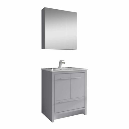 Ludde 30" Freestanding Bathroom Vanity with Ceramic Integrated Sink Top