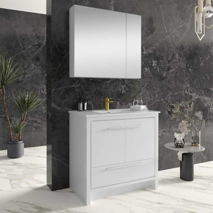 Ludde 36" Freestanding Bathroom Vanity with Ceramic Integrated Sink Top