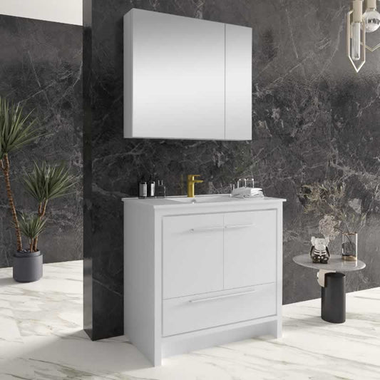 Ludde 36" Freestanding Bathroom Vanity with Ceramic Integrated Sink Top