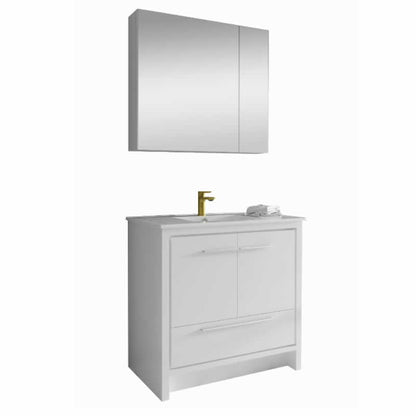 Ludde 36" Freestanding Bathroom Vanity with Ceramic Integrated Sink Top