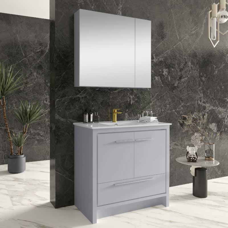 Ludde 36" Freestanding Bathroom Vanity with Ceramic Integrated Sink Top