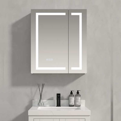 Mordecai LED Mirror Medicine Cabinet, wall mounted rectangular frameless mirrored medicine cabinet with anti-fog