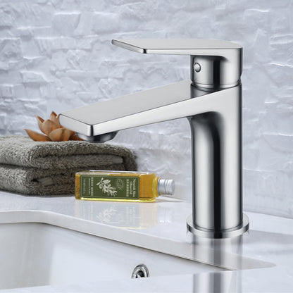 Noomi Bathroom Lavatory Faucet, Solid Brass body, single hole installation
