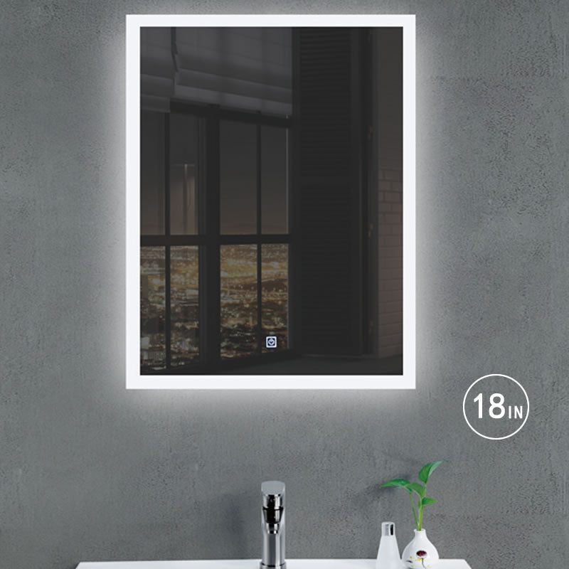 Obadiah Rectangle LED Mirror, frameless rectangular LED mirror, wall mounted with anti-fog