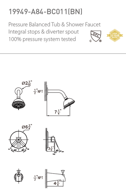 Selma Shower & Tub Combo Faucet