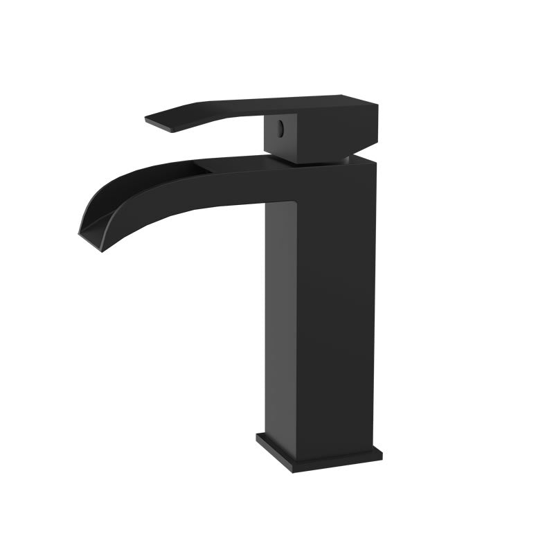 Torvald waterfall single hole bathroom faucet in Matte Black