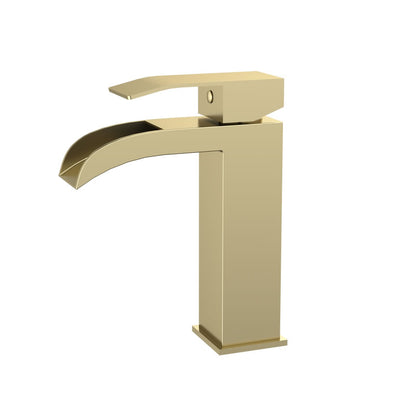 Torvald waterfall single hole bathroom faucet in Brushed Gold