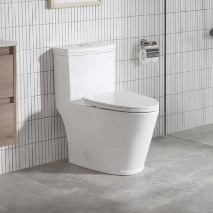 Zebulon one-piece dual-flush toilet in vitreous china