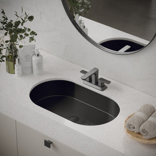 Cinox Oval Stainless Steel Undermount Bathroom Sink in Gunmetal Grey
