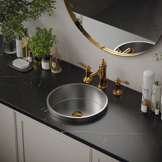 Cinox Round Stainless Steel Drop-In Bathroom Sink in Stainless Steel
